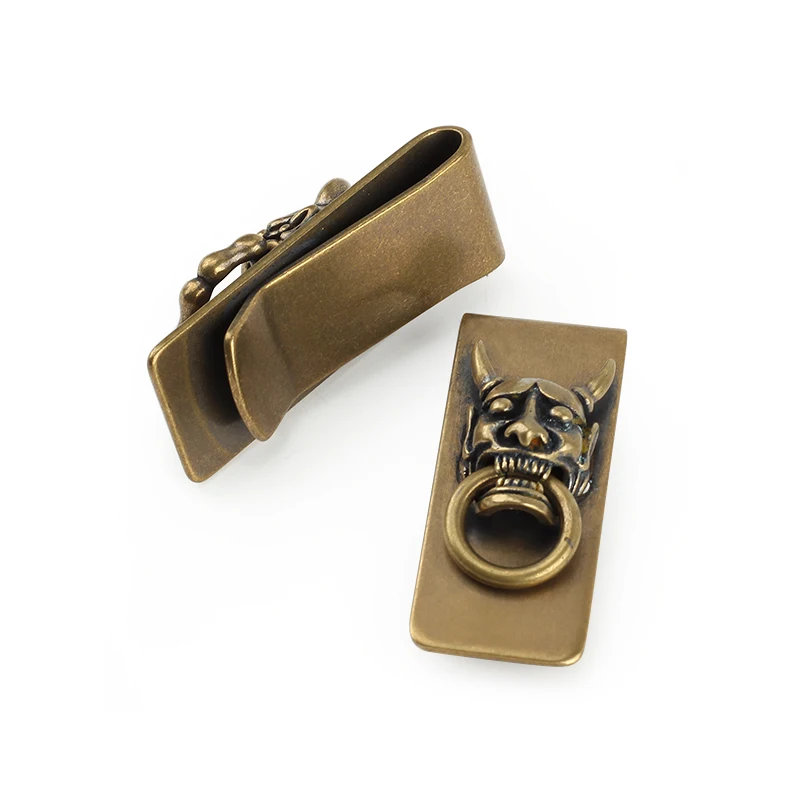 Винтажный латунный зажим для денег с черепом, держатель для карт, небольшой инструмент, EDC, зажим для бумаги, Prajna