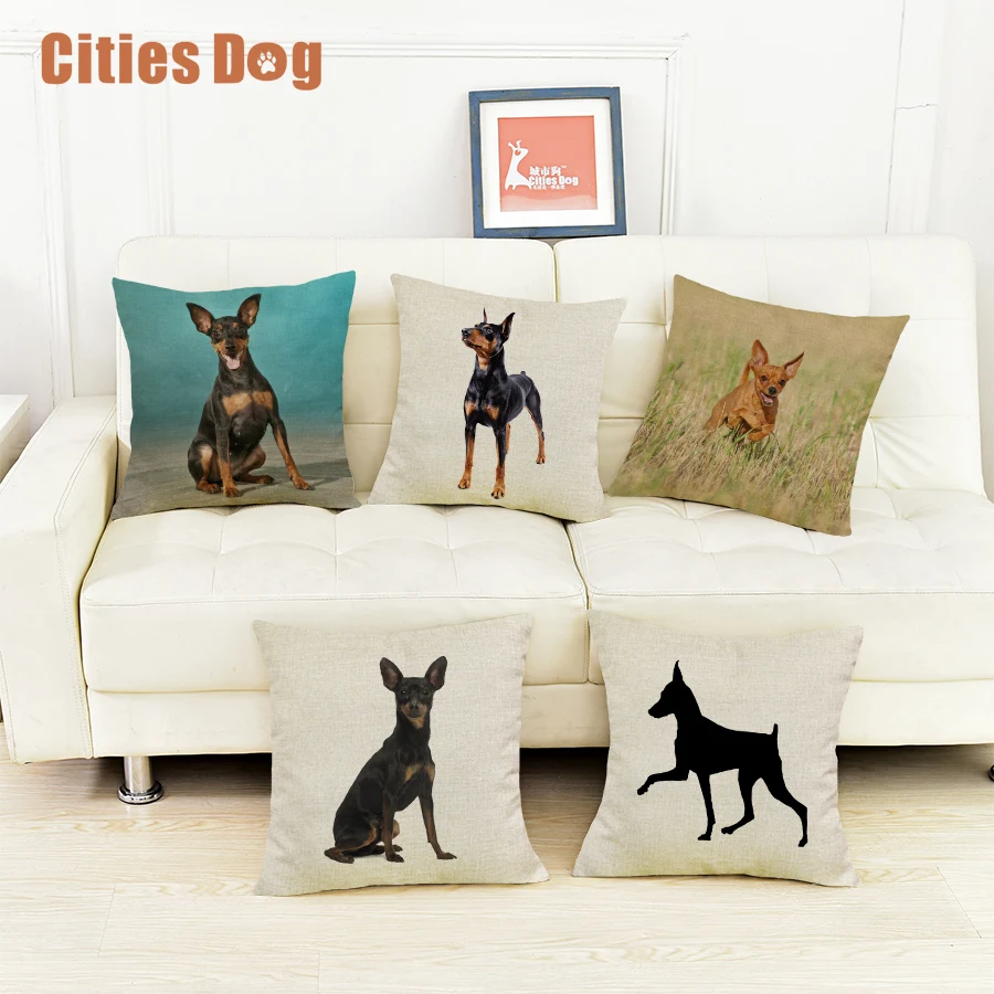 Животное собака чехол для декоративной подушки крышка цвергпинчер собаки