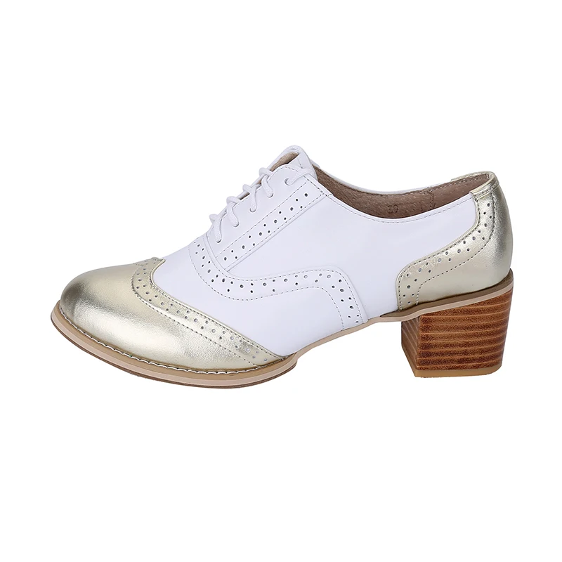 Оксфорды из толстой кожи со шнуровкой женские туфли-лодочки на толстом каблуке