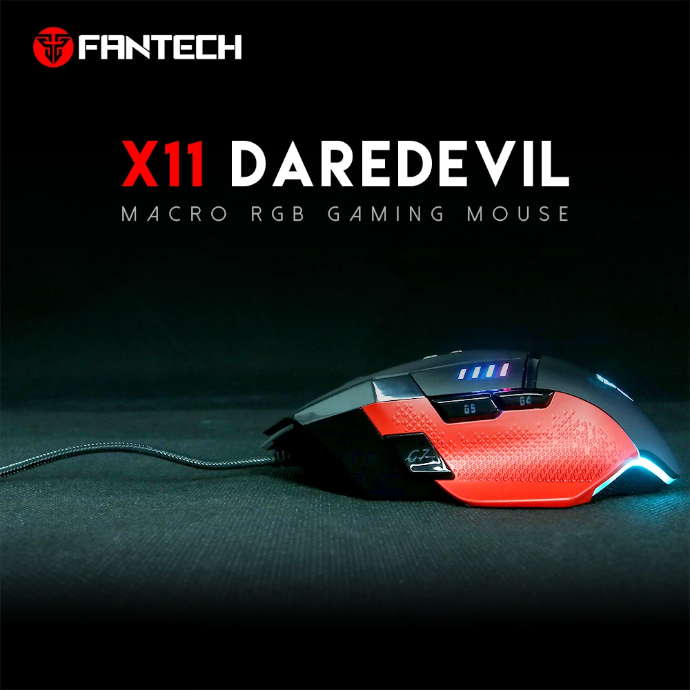 FANTECH X11 игровая профессиональная игровая мышь RGB четыре файла 250-8000 dpi пользовательская макро программирующая мышь для мыши геймера