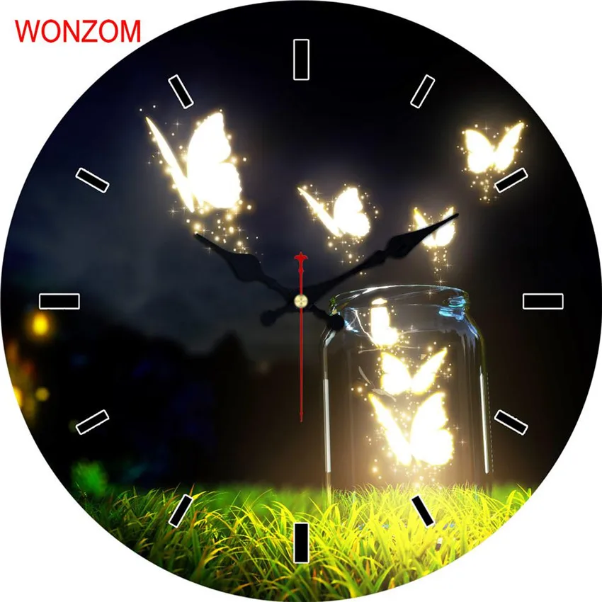 Современные большие настенные часы WONZOM Epoptic Butterfly бесшумные для гостиной