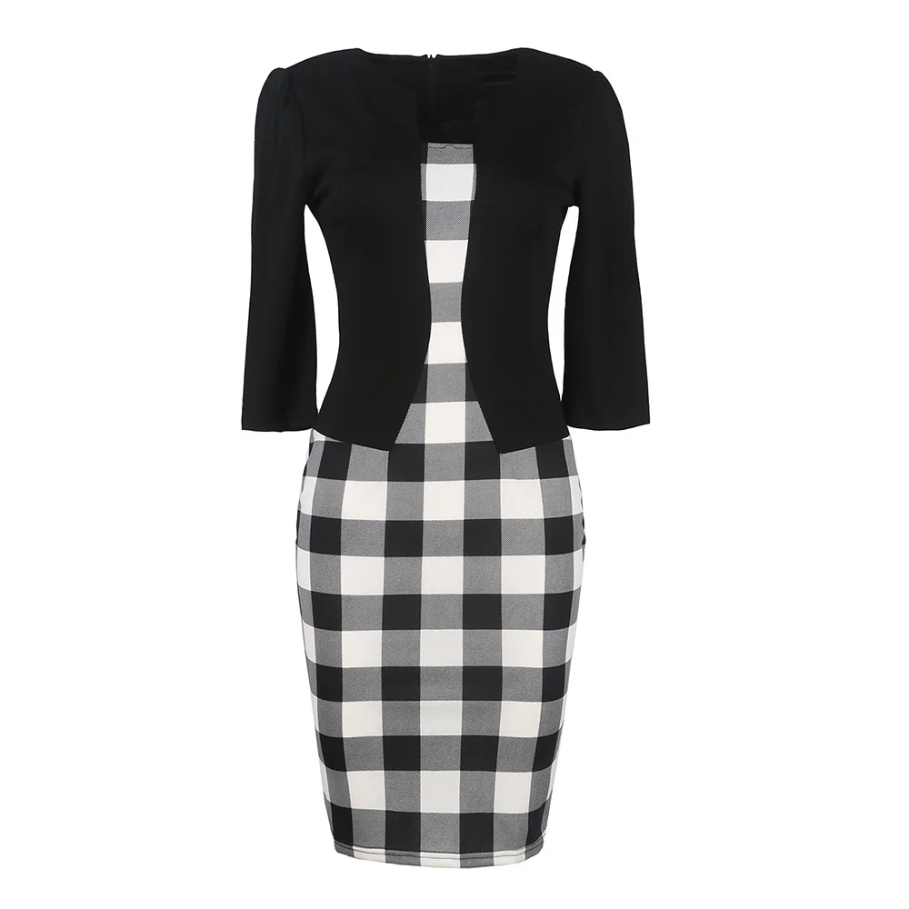 Женское летнее элегантное платье-футляр с рукавом три четверти Лоскутная Одежда