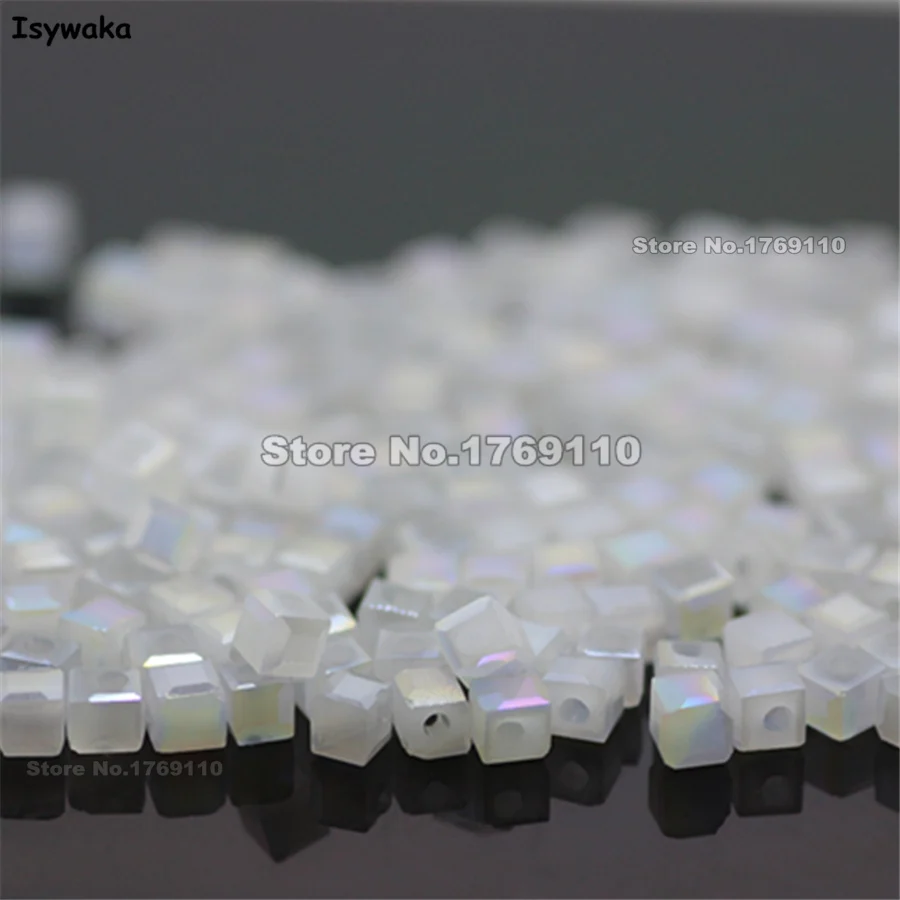 

Isywaka 1980pcs Cube 2mm Non-hyaline White AB Color Square Austria Crystal Bead Glass Beads Loose Spacer Bead DIY Jewelry Making