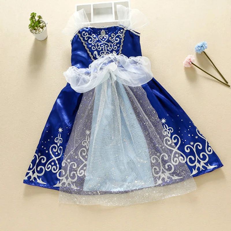 Girls Princess Dress Kids Summer Elsa Cinderella Snow White Aurora Sofia Rapunzel Costume Girl Halloween Party | Детская одежда и