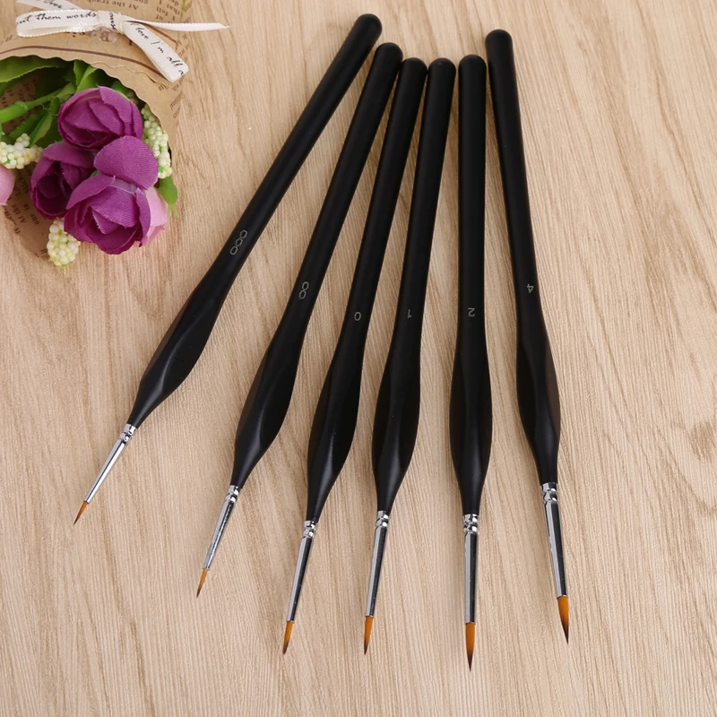 

6X Detail Paint Brush Set for Miniature Watercolor Acrylic Oil Painting Drawing