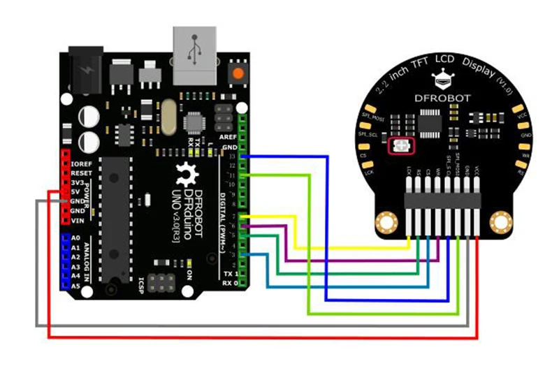 DFRobot маломощный 2," TFT круговой разноцветный ЖК-экран Модули V1.0, 3,3~ 5,5 в SPI интерфейс для arduino Raspberry Pi