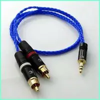 20 см 12 ядер плоская оплетка посеребренный кабель 3,5 мм стерео 2 RCA штекер аудио кабель-адаптер