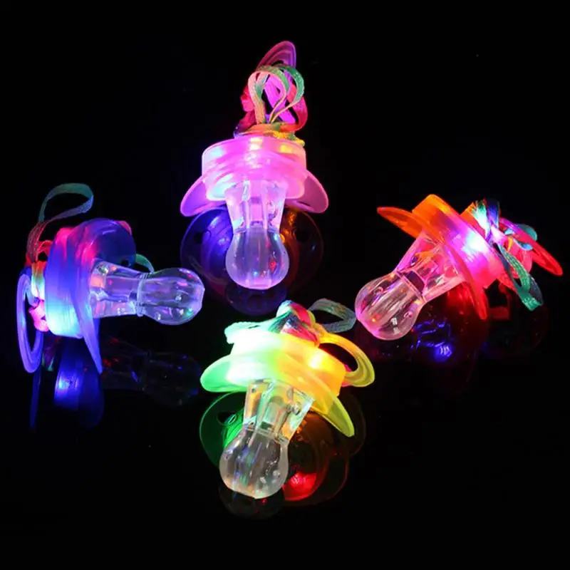 

New Colorful Night Light Led Pacifier Glow Pacifier Whistle Toy Necklace Glowing Flashing Led Whistle Nipple Toys