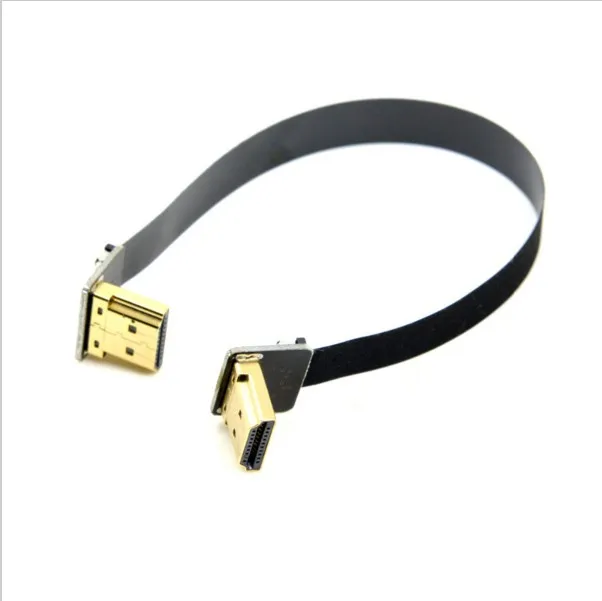 

0.2M FPV Dual Up Angled 90 Degree HDMI Type A Male to Male HDTV FPC Flat Cable for Multicopter Aerial Photography 10CM 20cm 50CM