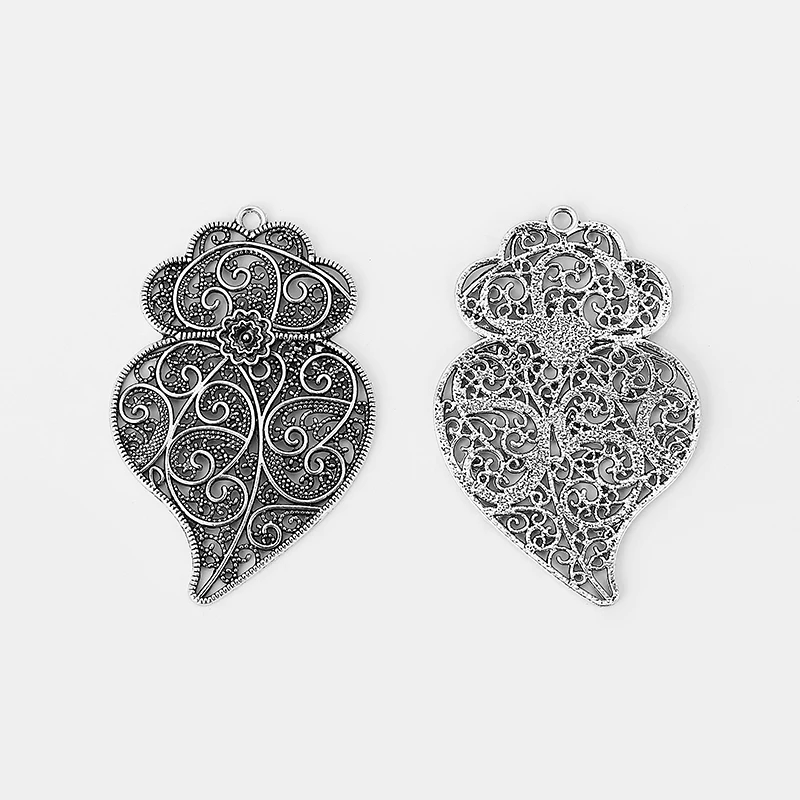 5 шт. подвески в богемном стиле с большим сердцем открытый кулон для ожерелья