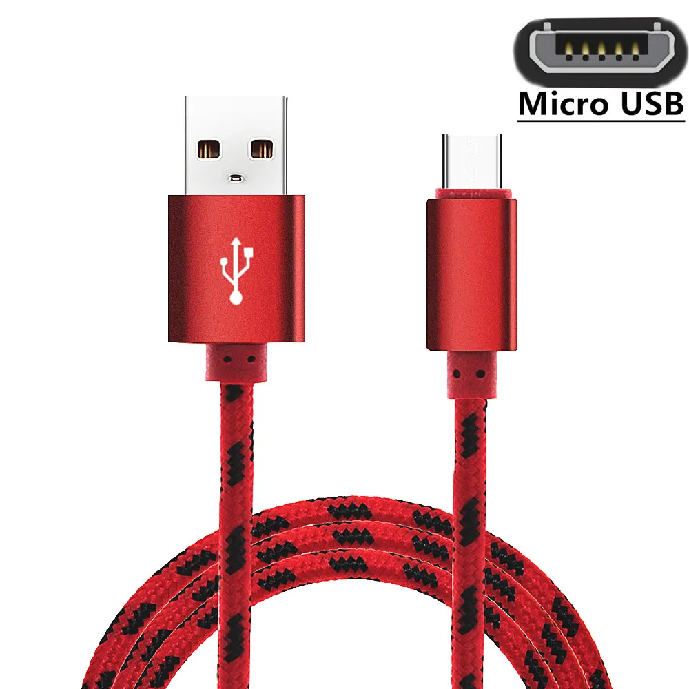 Красный Зарядный кабель Micro usb, зарядный шнур, 2/3 м, Usb кабель, кабель для Xiaomi Redmi 5 Plus Note 4X CUBOT Rainbow NOTE S H2 X15 P12 - Цвет: Красный