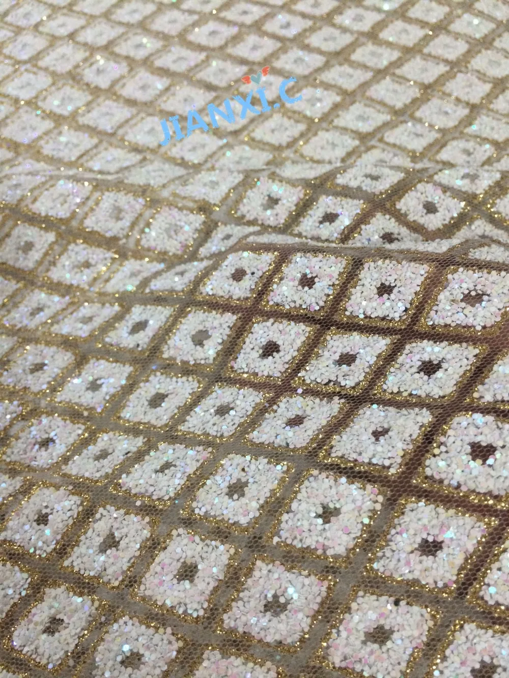 NEW design glitter sequins French lace fabric JIANXI.C-1116101 African tulle for bridal dress | Дом и сад