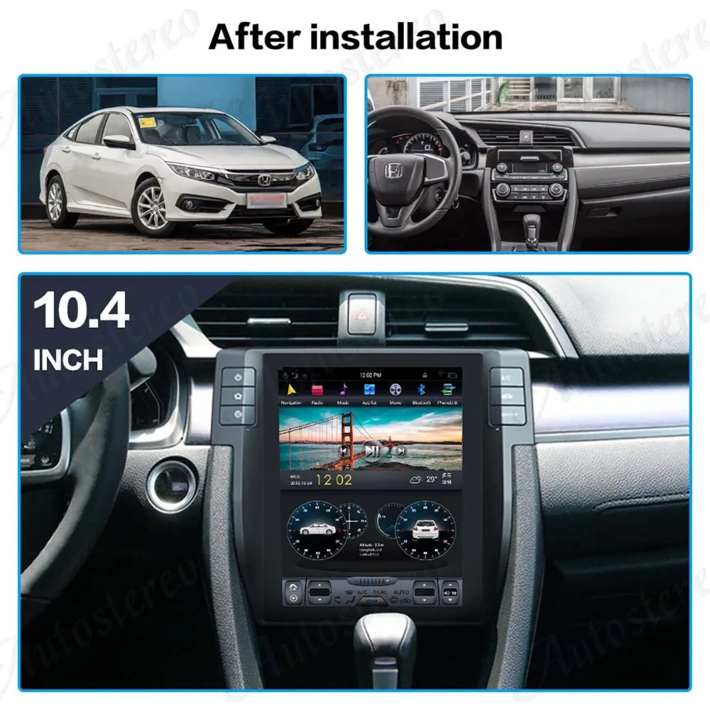 Автомобильный GPS навигатор в стиле Tesla на Android для Honda Civic 2016 2017 2018 головное