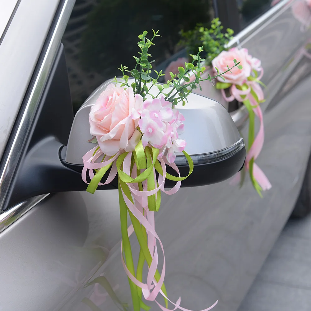 A2 Pink Kyunovia свадебное украшение автомобиля дверные ручки и зеркало заднего вида Свадебная вечеринка сад центральный украшения красный Шелковый цветок H16 - Цвет: A2 Pink