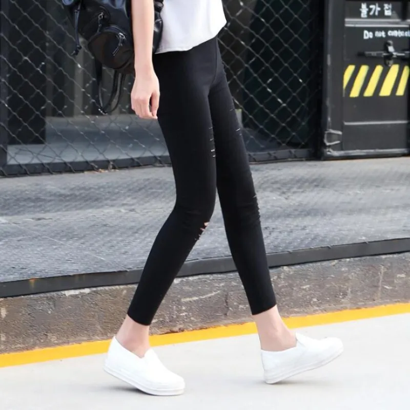 Сезон весна-осень Тонкие женские повседневные узкие брюки для девочек Леггинсы