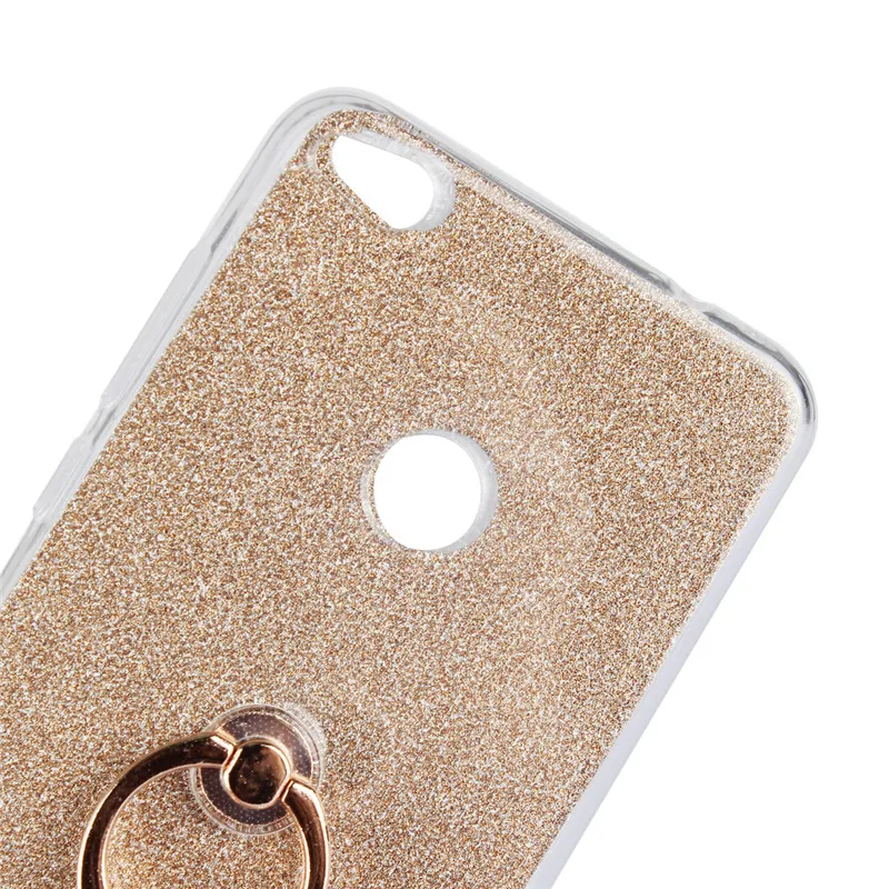 Huawei P8 Lite 2017 Case Shiny Glitter Bling Silicon Phone Cover Soft Finger Ring Bracket Back |