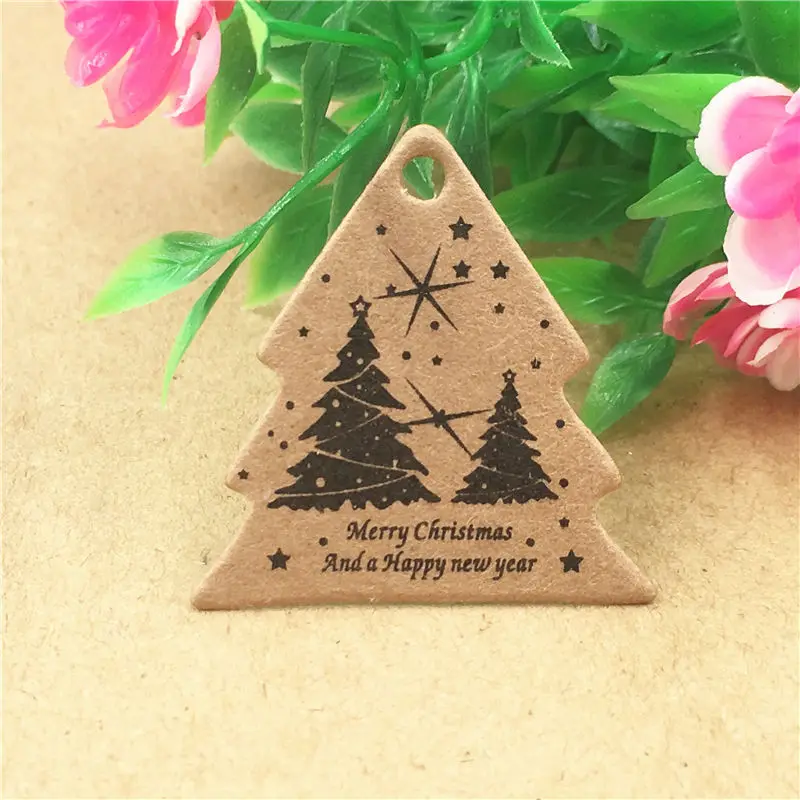 Brown 100Pcs Tag 100 шт. крафт-бумага, ярлыки для подарков с конопли и белые струны ручной работы Рождественская елка для подарочных коробок/ремесленных/сумки упаковки повесить метки - Цвет: Brown 100Pcs Tag