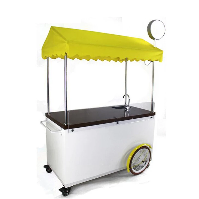 

Mini Push Mobile Food Cart for Sale Ice Cream Coffee Bubble Tea Hot Dog Catering Equipment Vending Machine