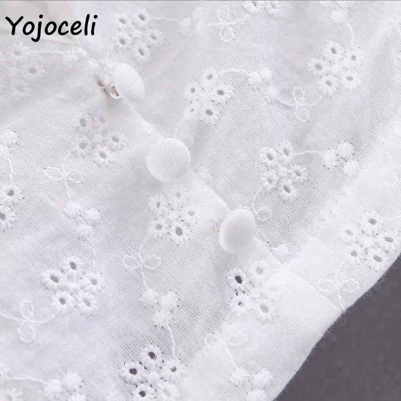 Yojoceli отбеленный хлопок вышивка блузки рубашки топы в стиле Бохо пляжные 2019