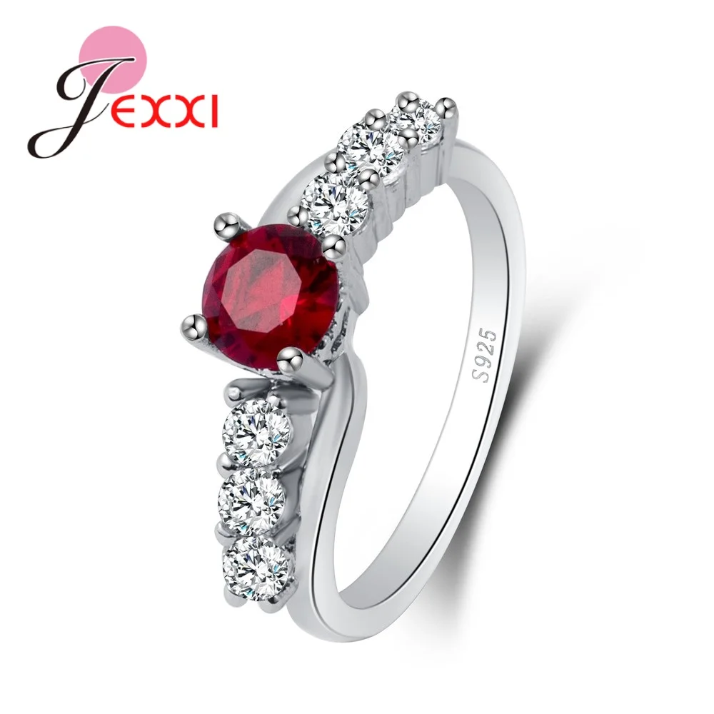 

Generous Halo Rings Bridal Wedding Fingers Jewelry Hot Sale Clear Red Cubic Zirconia Exquisite Shiny 925 Sterling Silver