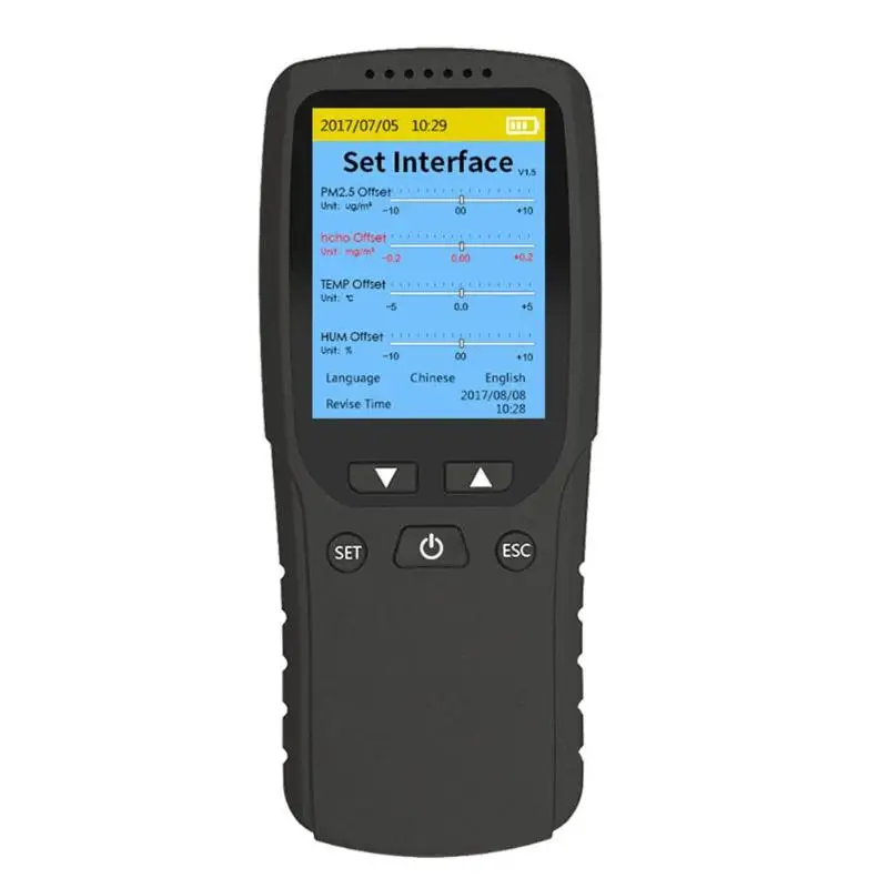 8 в 1 PM2.5/HCHO/TVOC/AQI мониторинга качества воздуха Температура измеритель влажности