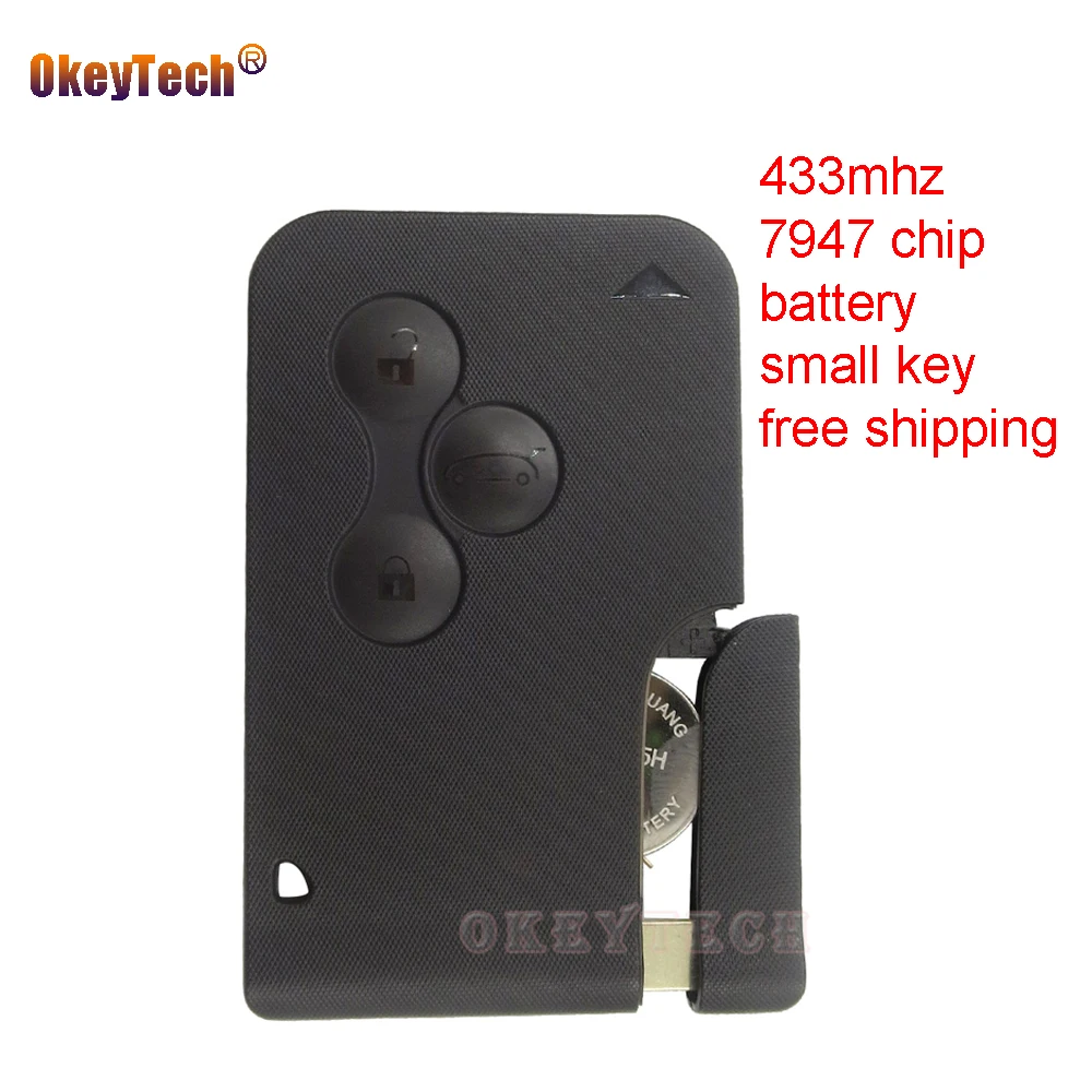 OkeyTech 2 шт./лот для Renault Megane Grand Scenic 2005 2006 2008 433 МГц PCF7947 3 кнопочный смарт ключ с