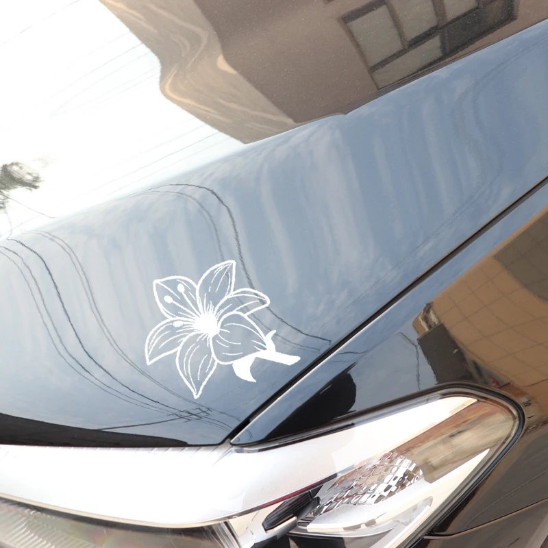 

YJZT 14.6CM*15.4CM Car Sticker Vinyl Decal Flower Decoration Design Black/Silver C23-0939