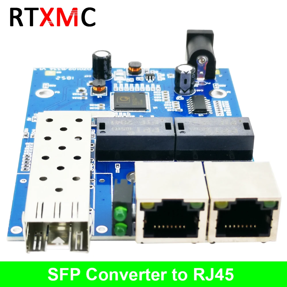 1SFP2RJ45 волоконный медиа конвертер на RJ45 гигабитный 10/100/1000M Ethernet преобразователь