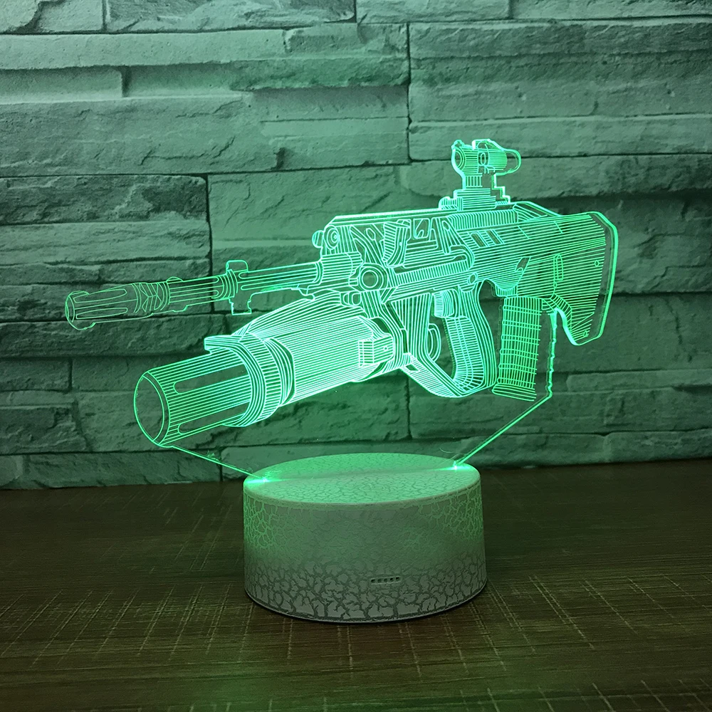 Машина gun3D ночник креативная Иллюзия 3d лампа LED 7 цветов меняющая Настольная для