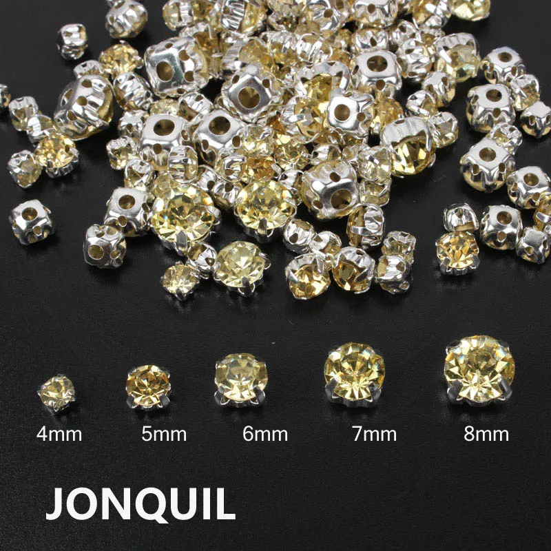 Silver Jonquil Лучшие продажи, пришивные стразы, смешанные размеры, 4-8 мм, 120 шт, Серебряные Камни с кристаллами, аксессуары для шитья одежды - Цвет: Silver Jonquil
