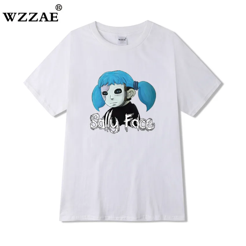 White Sally Face Футболка мужская Харадзюку женская унисекс Лето мужские футболки повседневная одежда с надписью и мультяшным принтом camisetas hombre - Цвет: White