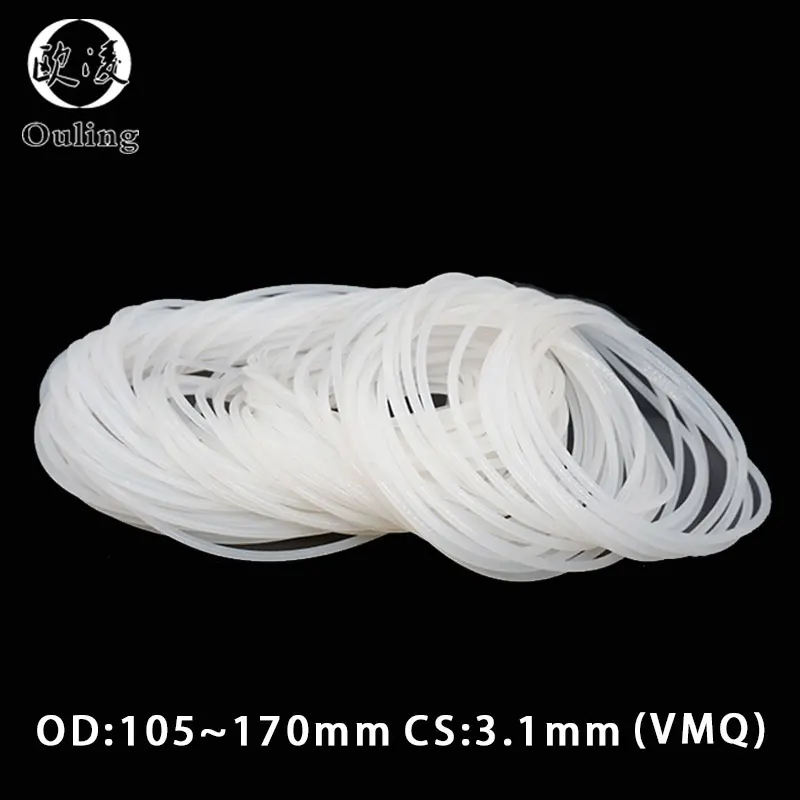 

White Silicon Ring Silicone O ring 3.1mm OD105/110/115/120/125/130/135/140/150/170*3.1mm Rubber O-Ring Seal Gasket ORing Washer