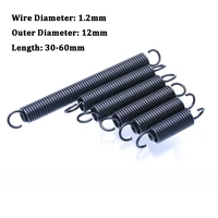 5pcs steel small extension spring wire diameter 1 2mm tension spring with hooks outer diameter 12mm length 30 60mm