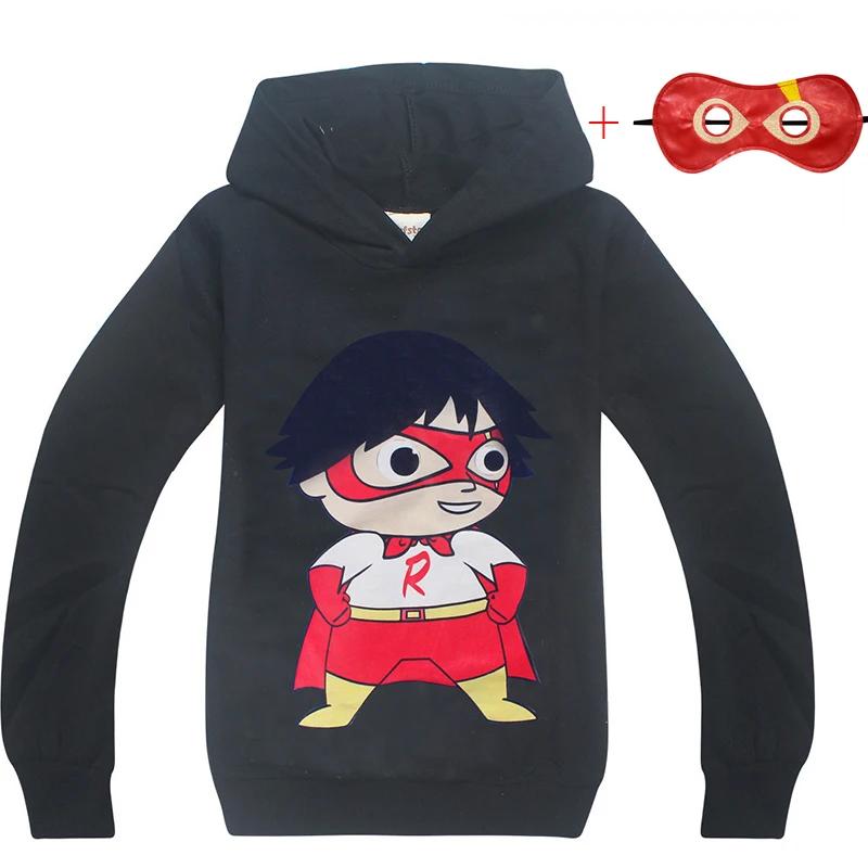 Hoodie-Mask Новинка года; толстовки с капюшоном для маленьких мальчиков с принтом «Ryan Toys Review» толстовки в полоску с героями мультфильмов хлопковая одежда для детей топы для девочек с маской; одежда - Цвет: Hoodie-Mask