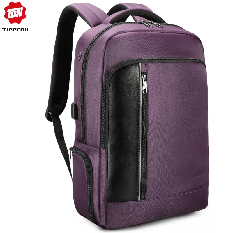 Purple Tigernu 15,6 Противоугонный рюкзак женский USB рюкзак школьный рюкзак для путешествий подростковый рюкзак - Цвет: Purple