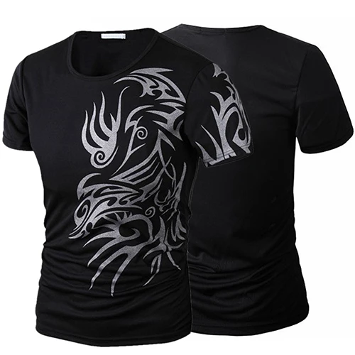 New Arrival Men Summer Fashion O-Neck Short Sleeve Tattoo Pattern Print Casual T-Shirt | Мужская одежда