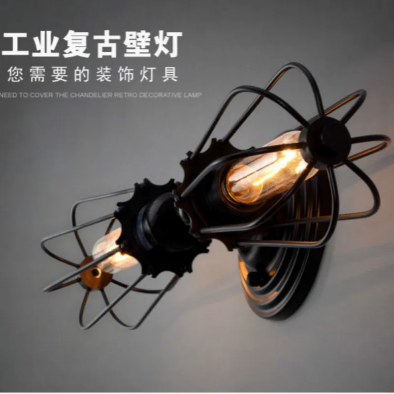 

Loft Industrial 2 lights iron rust Water pipe retro wall lamp Vintage e27 sconce lights for living room bedroom restaurant bar