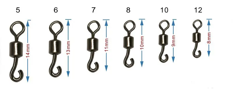 

[1000pcs] Fishing Swivels Open Eye Rolling Swivel Connector Fishing Accessory Size #5 To #12