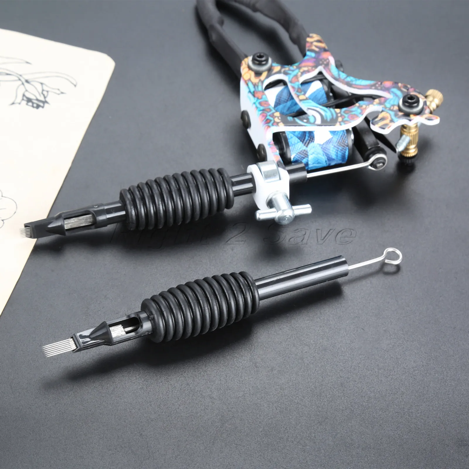 10 комплектов тату трубка Ручка + иглы 19 мм Одноразовые Стерильные кремниевые