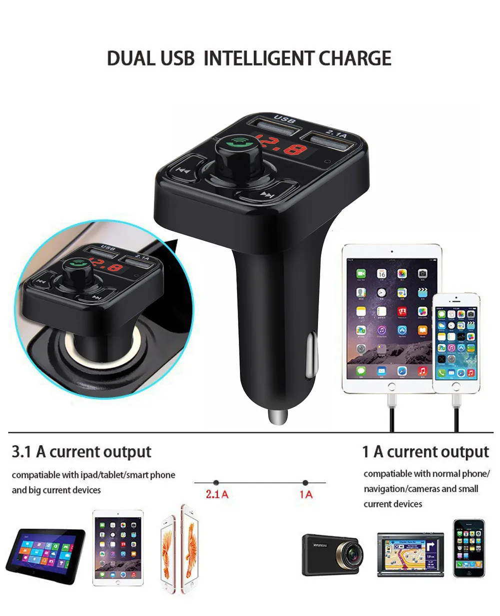 5V 2.1A USB зарядное устройство 12 V-24 V Bluetooth fm-передатчик автомобильный комплект свободные руки автомобильный Стайлинг MP3 музыкальный плеер модулятор#101