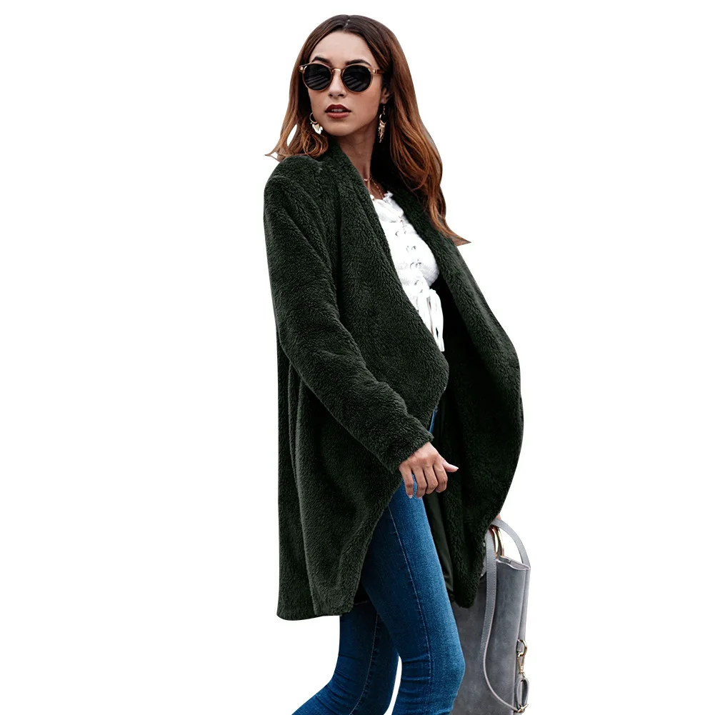 street fashion women winter camel coat thick flannel casaco feminino jacket autumn velvet cardigan