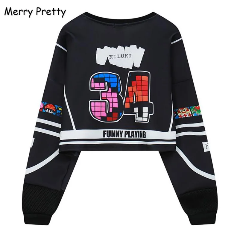 BLACK Merry довольно Harajuku Женские кофты лсення толстовка с капюшоном и Для женщин Повседневное 3dprint Топ толстовки с принтом в виде героев мультиков, с О-образным вырезом с длинным рукавом с черным топом - Цвет: BLACK