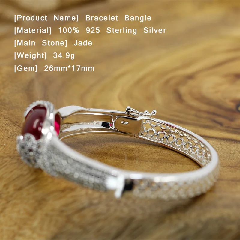 Женский браслет из серебра 925 пробы с красным нефритом|bracelet bangle for women|bracelet womenbracelet