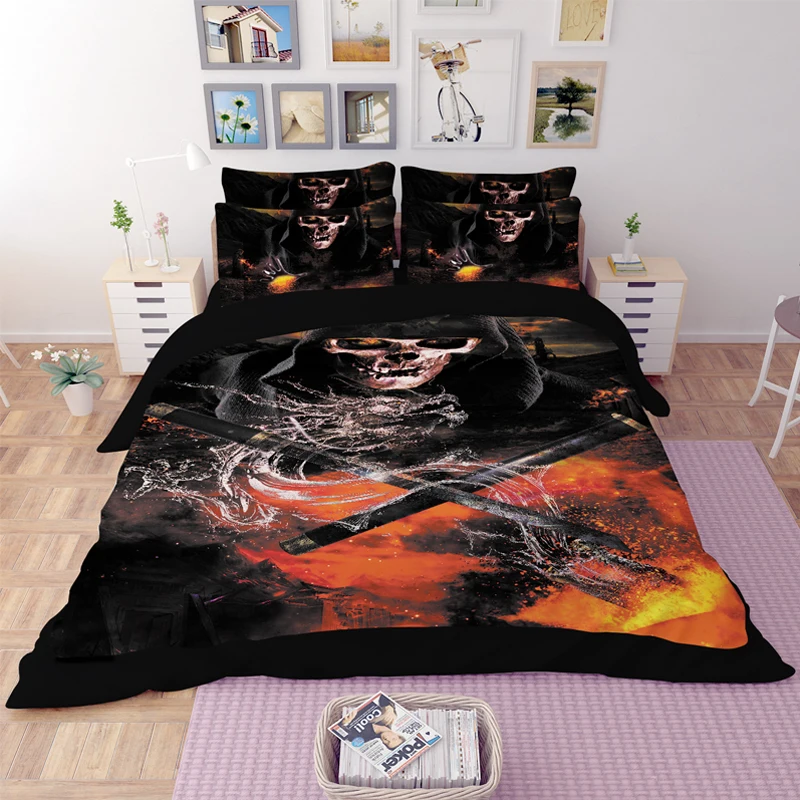 3d Head/Cranium Bedding Skull Duvet Cover Set 3/4Pcs Twin or Single/Full/Queen Size Without Comforter Free Shipping | Дом и сад