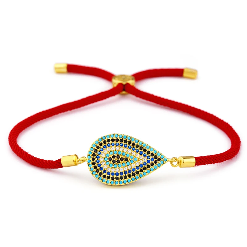 OCESRIO богемные браслеты с красными струнами для женщин циркониевый веревочный