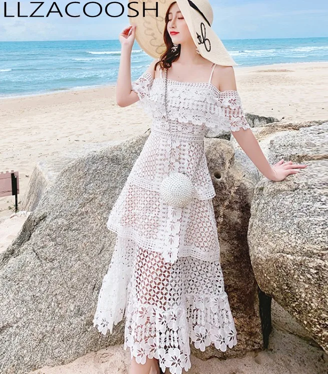 Женское кружевное платье-Автопортрет длинное многослойное платье с открытыми