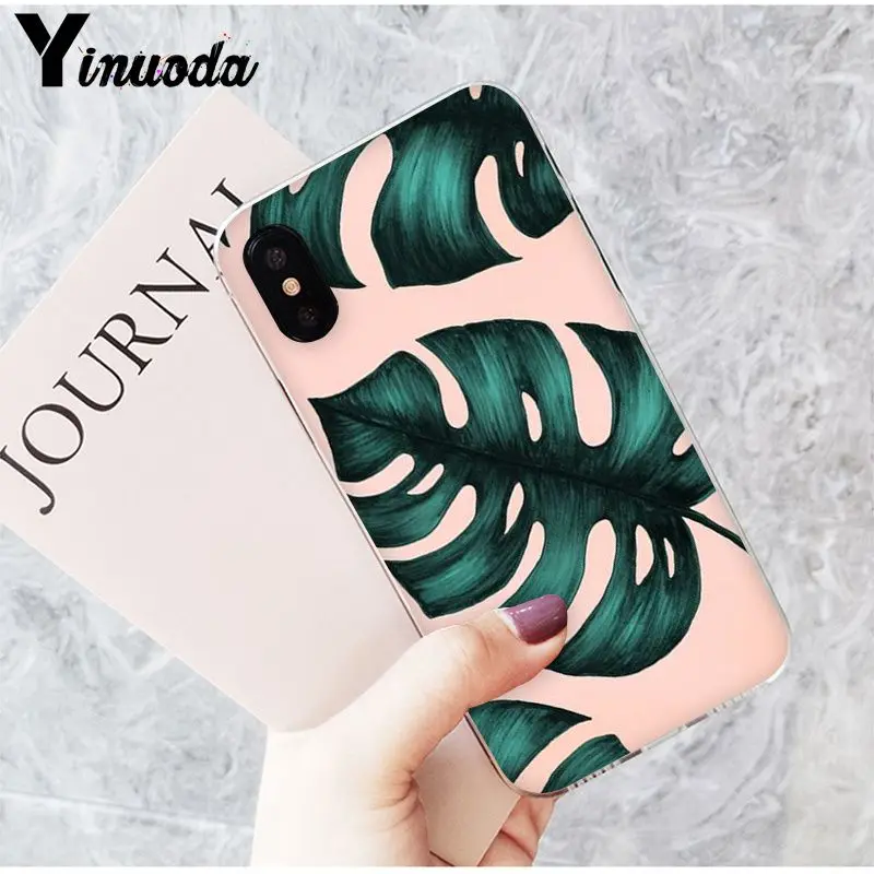 Yinuoda Лето листьев банановых Цветы Чехол для телефона Apple iPhone 8 7 6 6S Plus X XS Макс 5 5S SE XR