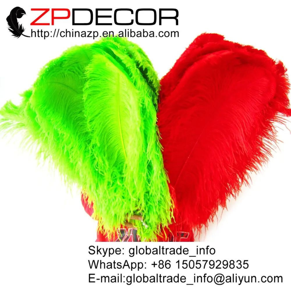 

ZPDECOR 100 шт./лот 60-65 см (24-26 дюймов) Идеальный зеленый лайм и красные окрашенные страусиные перья для вечерние украшения