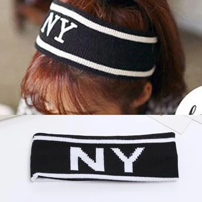 NY black Модные женские аксессуары для волос, украшения для головы, спортивные повязки на голову, повязки на голову для занятий йогой, повязки на голову для бега, головной убор унисекс - Цвет: NY black