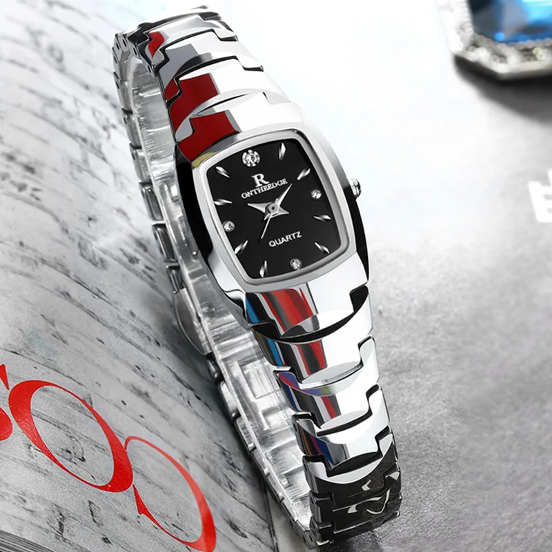 ONTHEEDGE Women Watch Fashion Luxury Ultra Thin Watches Tungsten Steel Diamond Ladies Quartz Rhinestone Waterproof | Наручные часы